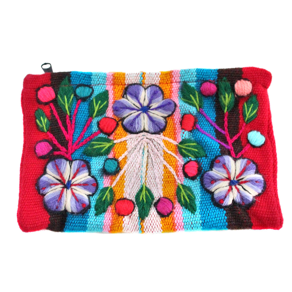 Trousse Ethnique KINTU-Bleu Ciel Brodé Main