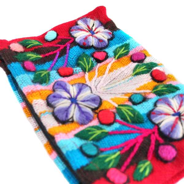 Trousse Ethnique KINTU Bleu Ciel Brodé Main - Inka Products