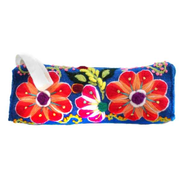 Trousse ethnique WAYTA Bleu Brodé Main - Inka Products