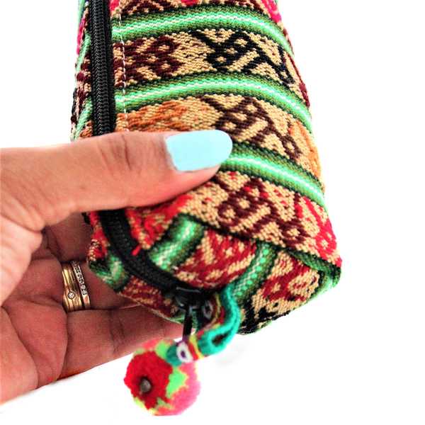 Pochette Tissu Péruvien Vert Fait Main - Inka Products