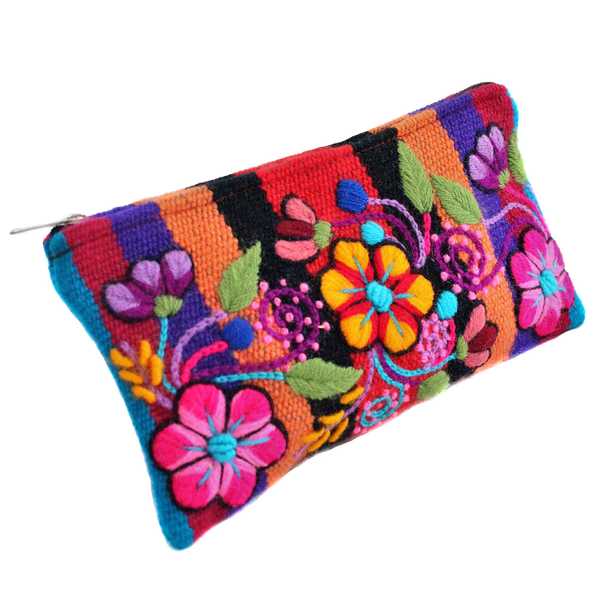 Trousse Ethnique RAYMI Orange Brodé Main - Inka Products