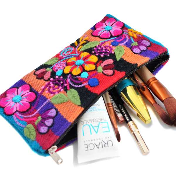 Trousse Ethnique RAYMI Orange Brodé Main - Inka Products