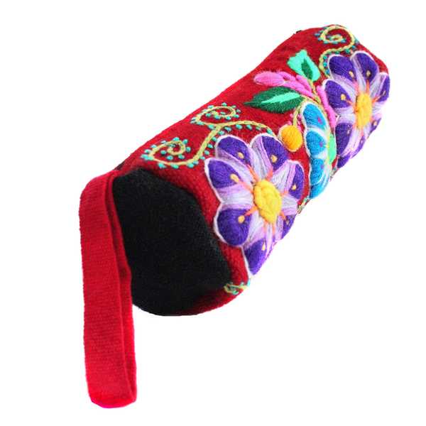 Trousse Ethnique KHUYAY Bordeaux Brodé Main - Inka Products