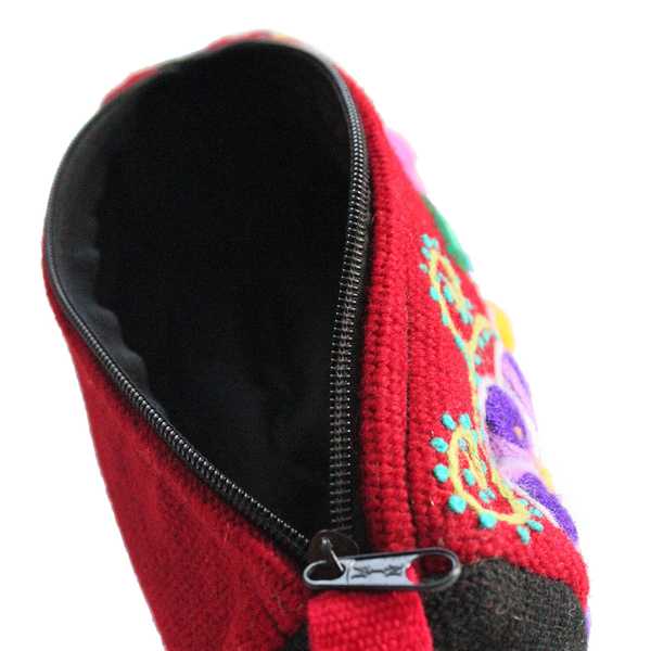Trousse Ethnique KHUYAY Bordeaux Brodé Main - Inka Products