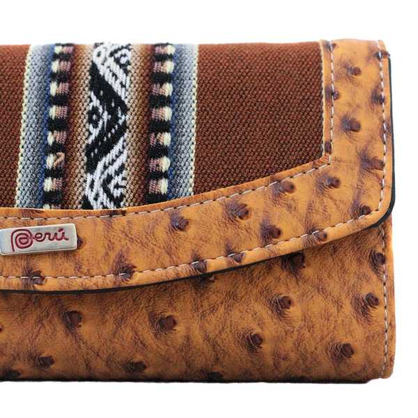 PORTEFEUILLE PÉRUVIEN AQU Moutarde Gris Ethnique - Inka Products