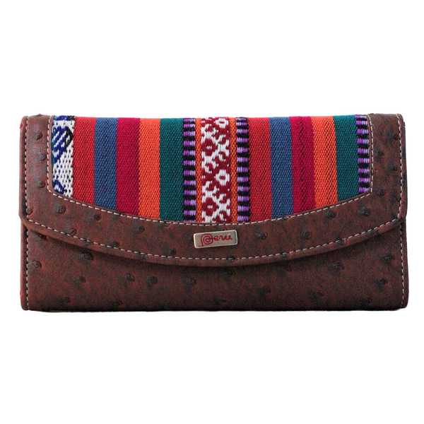 Portefeuille péruvien INTI Marron Rouge Ethnique - Inka Products