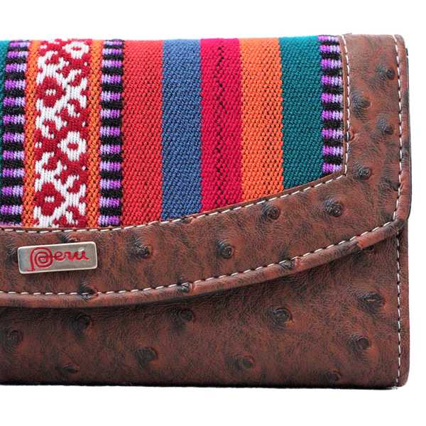 Portefeuille péruvien INTI Marron Rouge Ethnique - Inka Products