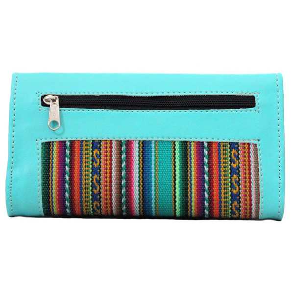 Portefeuille Péruvien MICHA Turquoise Coloré Ethnique - Inka Products