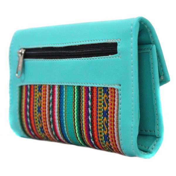 Portefeuille Péruvien MICHA Turquoise Coloré Ethnique - Inka Products