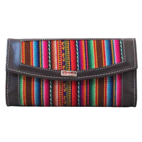 Portefeuille Péruvien CHUMPI Marron Coloré Ethnique - Inka Products