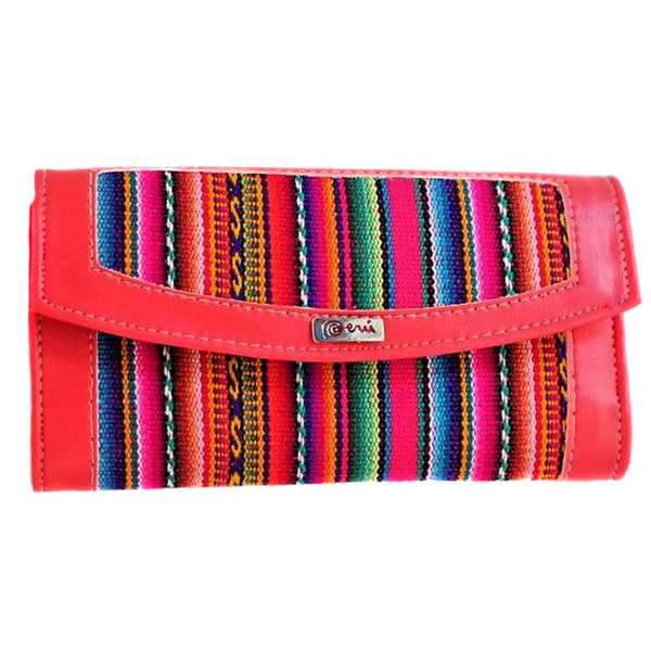 Portefeuille Péruvien WILA Rouge Coloré Ethnique - Inka Products