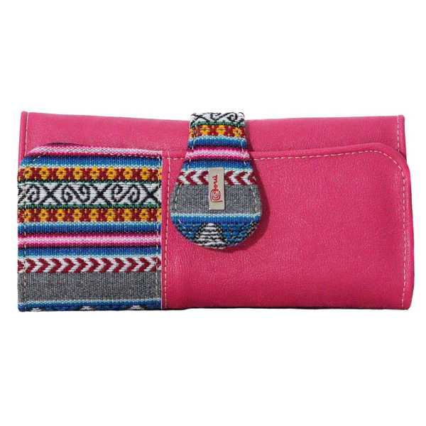 Portefeuille Péruvien SUNQU Rose Foncé Coloré Ethnique - Inka Products