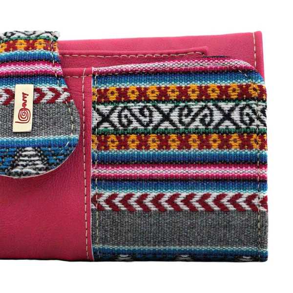 Portefeuille Péruvien SUNQU Rose Foncé Coloré Ethnique - Inka Products