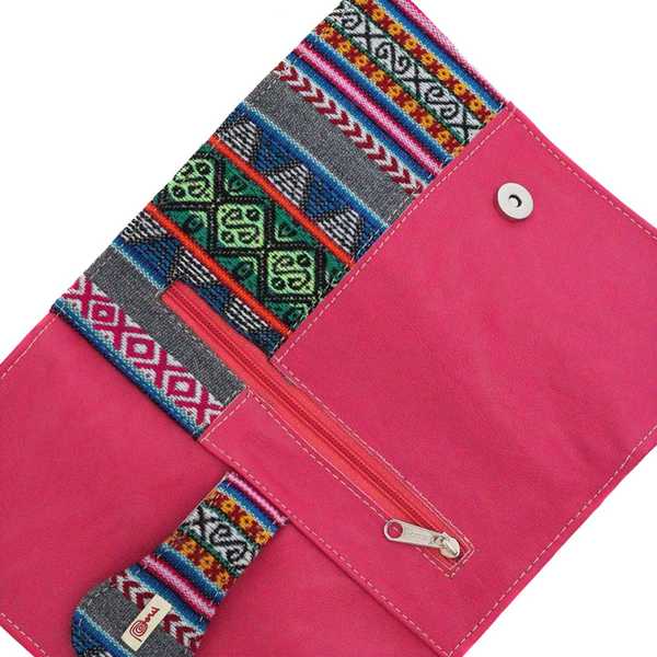 Portefeuille Péruvien SUNQU Rose Foncé Coloré Ethnique - Inka Products
