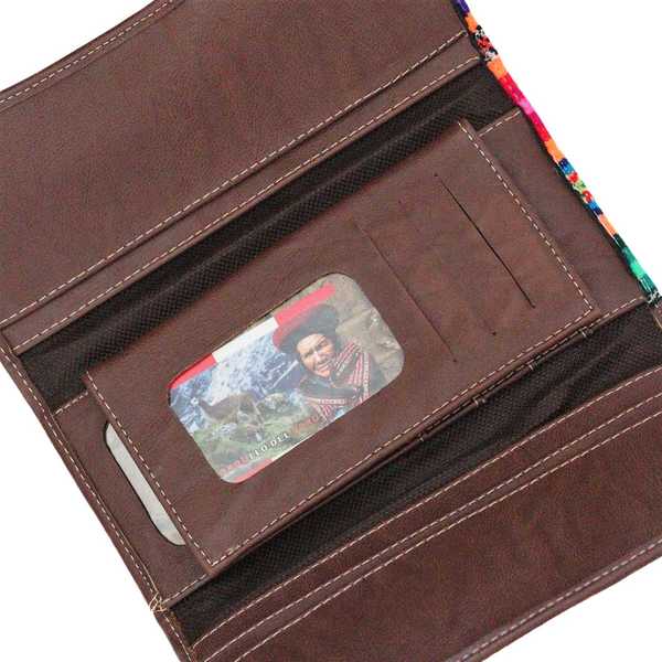 Portefeuille Péruvien PACHA MAMA Marron Foncé Coloré Ethnique - Inka Products