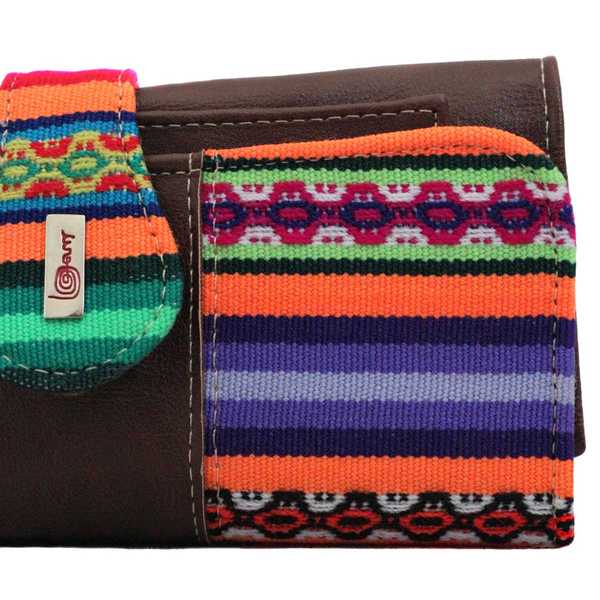 Portefeuille Péruvien PACHA MAMA Marron Foncé Coloré Ethnique - Inka Products