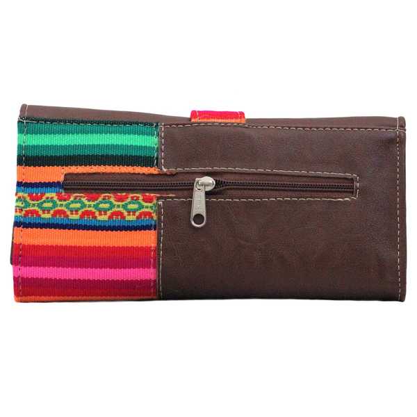 Portefeuille Péruvien PACHA MAMA Marron Foncé Coloré Ethnique - Inka Products