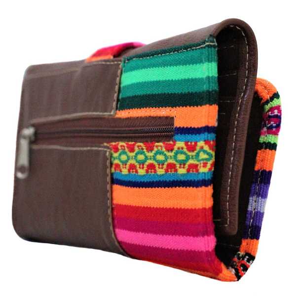 Portefeuille Péruvien PACHA MAMA Marron Foncé Coloré Ethnique - Inka Products