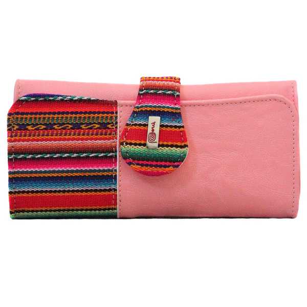 Portefeuille Péruvien SUMAQ Rose Claire Coloré Ethnique - Inka Products