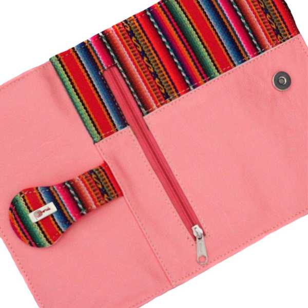 Portefeuille Péruvien SUMAQ Rose Claire Coloré Ethnique - Inka Products