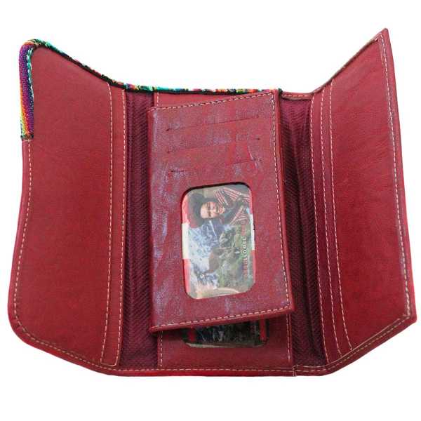 Portefeuille Péruvien UWAS Bordeaux Coloré Ethnique - Inka Products