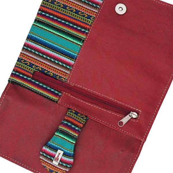 Portefeuille Péruvien UWAS Bordeaux Coloré Ethnique - Inka Products