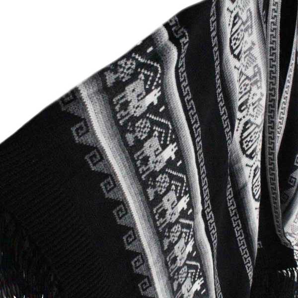 Poncho Alpaga JAYWAY Noir Motifs Ethniques - Inka Products