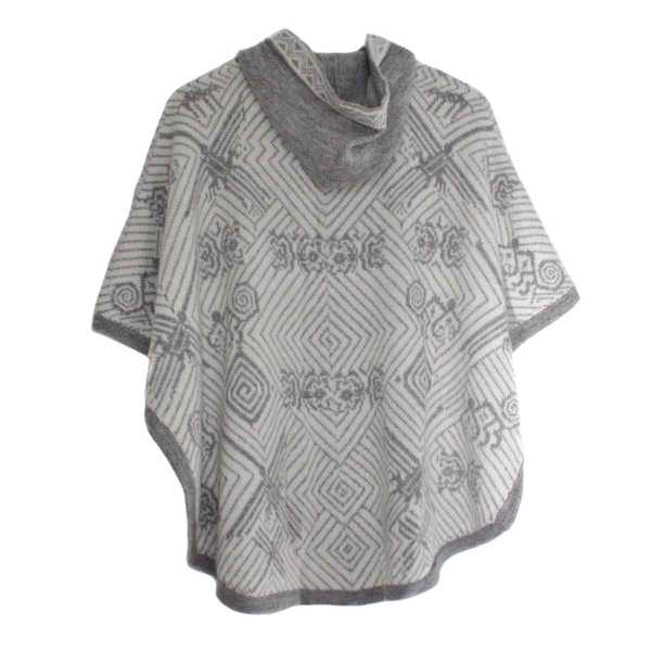 Cape Alpaga HAPPINA Blanc Motifs Ethniques - Inka Products