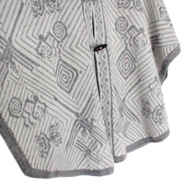 Cape Alpaga HAPPINA Blanc Motifs Ethniques - Inka Products
