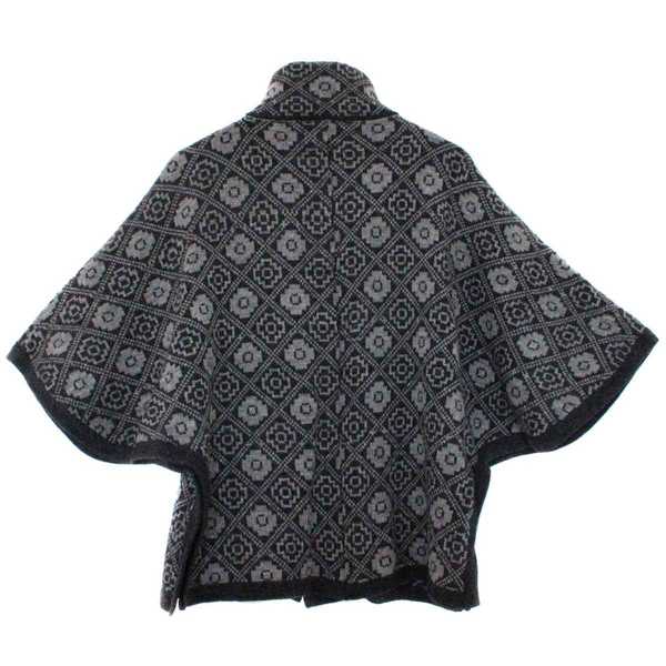 Cape Alpaga HAPPINA Gris Foncé Motifs Ethniques - Inka Products