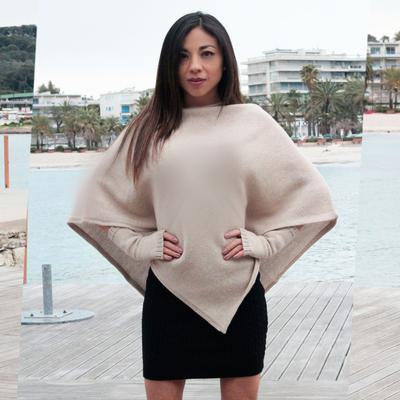 Poncho Femme Tricoté en 100% Alpaga Carré - Inka Products
