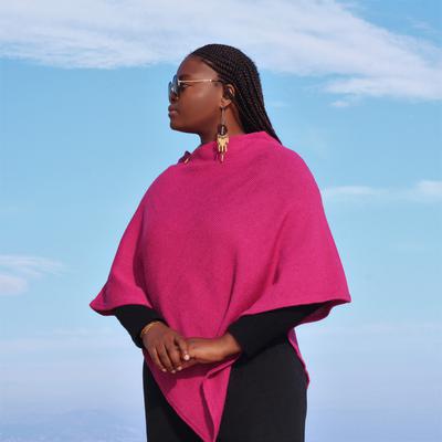 Poncho Femme Tricoté en 100% Alpaga Carré - Inka Products