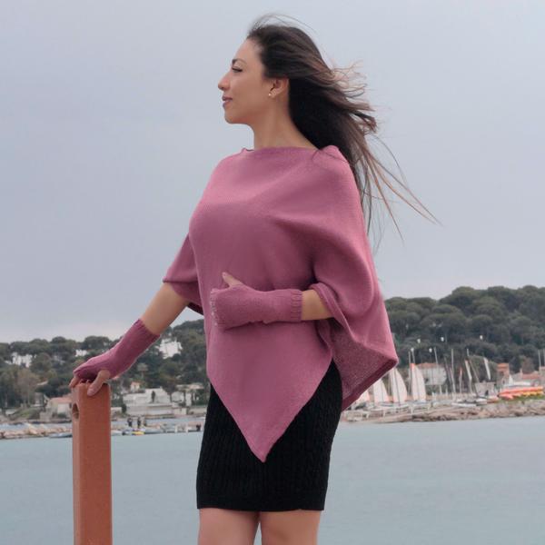 Poncho Femme Tricoté en 100% Alpaga Carré - Inka Products