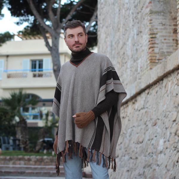 Poncho Péruvien Homme MARANGA 100% Alpaga - Inka Products