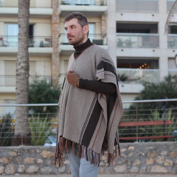 Poncho Péruvien Homme MARANGA 100% Alpaga - Inka Products