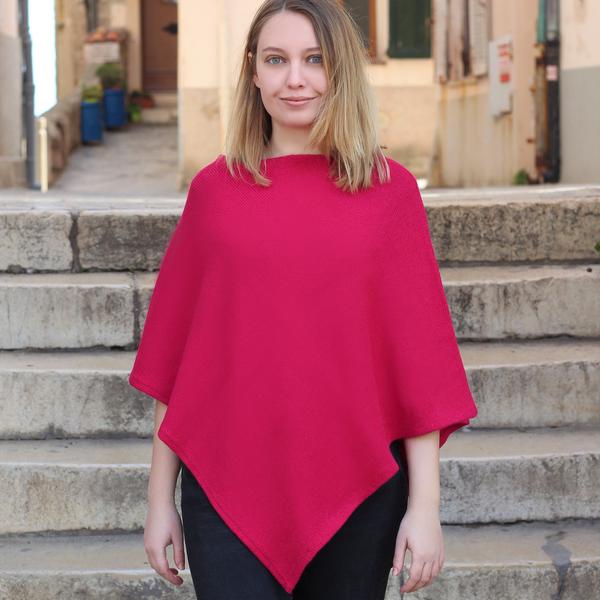 Poncho Femme Tricoté en 100% Alpaga Carré - Inka Products