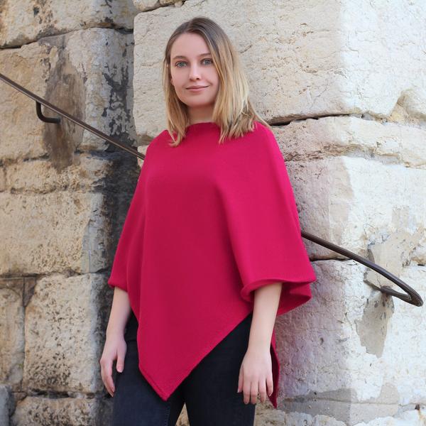 Poncho Femme Tricoté en 100% Alpaga Carré - Inka Products