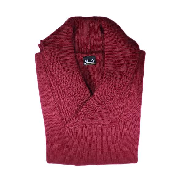 Pull tricoté laine alpaga Col V roulé côtelé - Inka Products