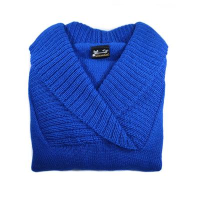 Pull tricoté laine alpaga Col V roulé côtelé - Inka Products