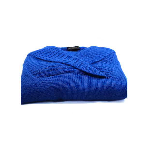 Pull tricoté laine alpaga Col V roulé côtelé - Inka Products