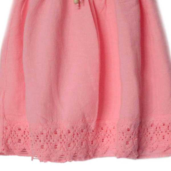 Robe Sans Manches Fille Rose En Coton Broderie Péruvienne - Inka Products