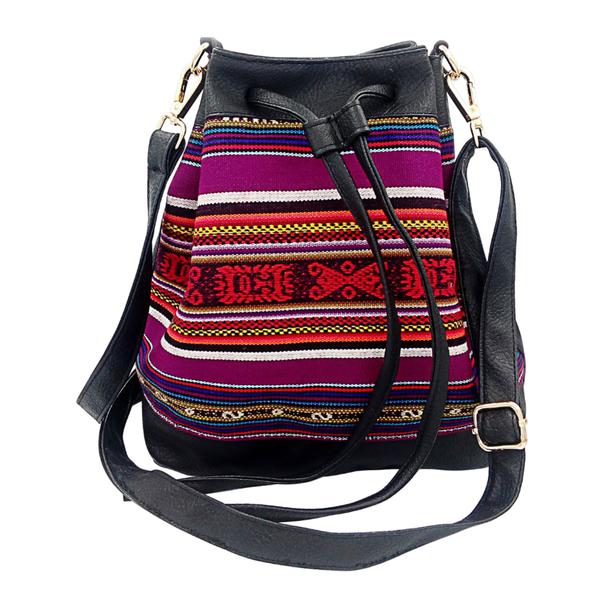 Sac Seau en Bandoulière pour Femme Tissu Traditionnel Péruvien Vitelotte - Inka Products