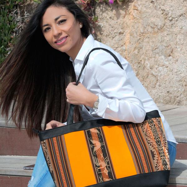 Sac à Main Cabas Ethnique XL Tissu Péruvien - Inka Products