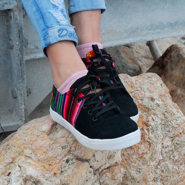 Sneakers Baskets Basses NEGRITOS DE HUANUCO Tissu Péruvien Motif Ethniques Homme-Femme - Inka Products