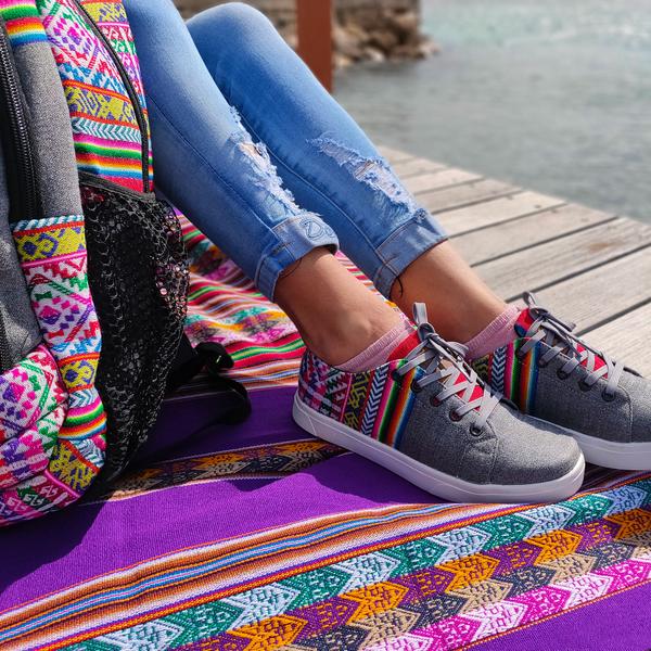 Sneakers Baskets Basses AYACUCHO Tissu Péruvien Motif Ethniques Homme-Femme - Inka Products