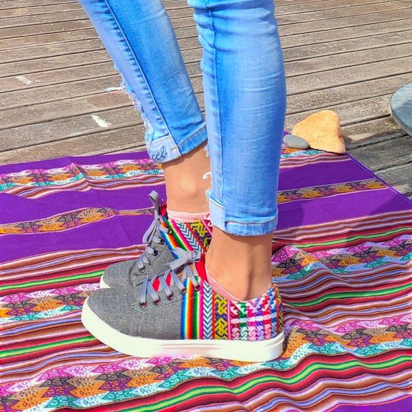 Sneakers Baskets Basses AYACUCHO Tissu Péruvien Motif Ethniques Homme-Femme - Inka Products