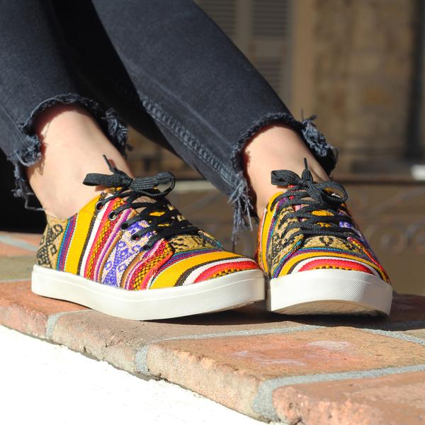 Sneakers Baskets Basses Les îles d'Uros Tissu Péruvien Motif Ethniques Homme-Femme - Inka Products