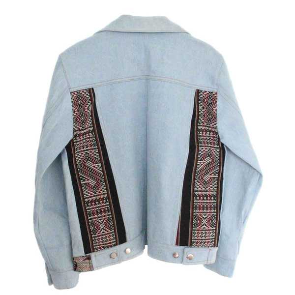 Veste Oversize WARILA ethnique Jean Délavé et Tissu Péruvien - Inka Products