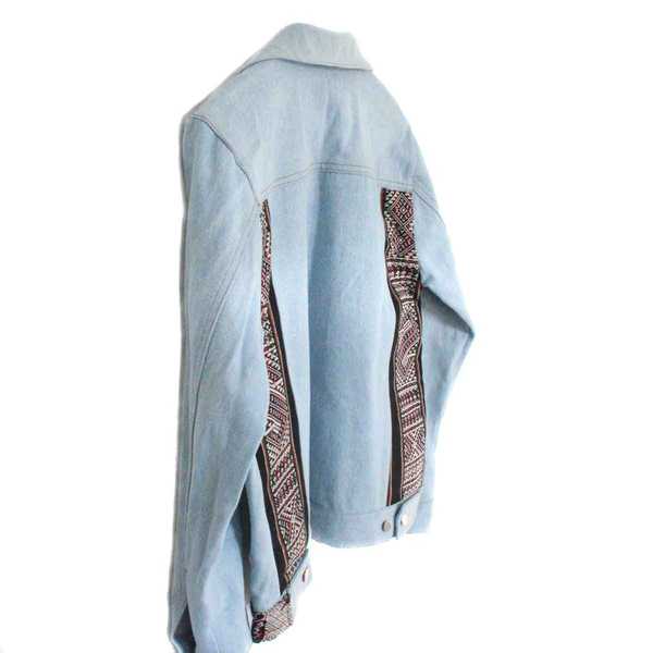 Veste Oversize WARILA ethnique Jean Délavé et Tissu Péruvien - Inka Products